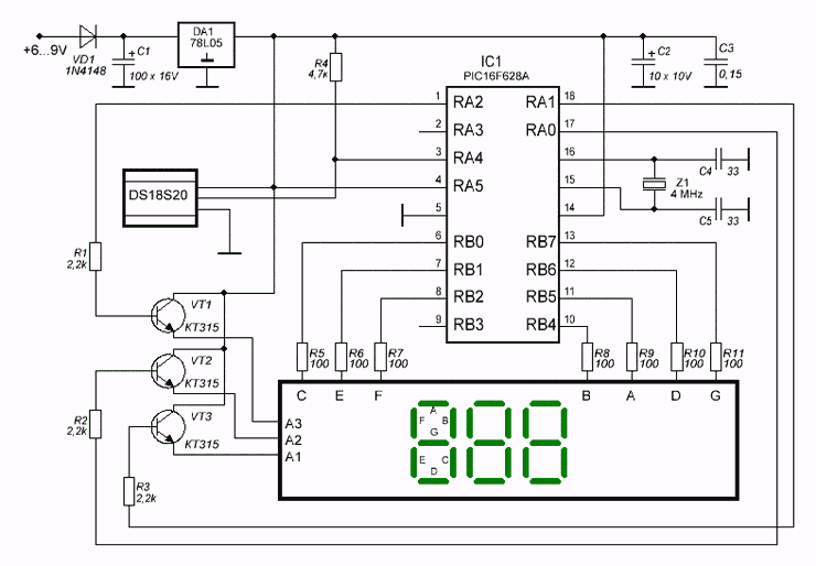 Контрольная работа по теме Разработка термометра-термостата на интегральном датчике температур DS18B20 и микроконтроллере PIC16F84
